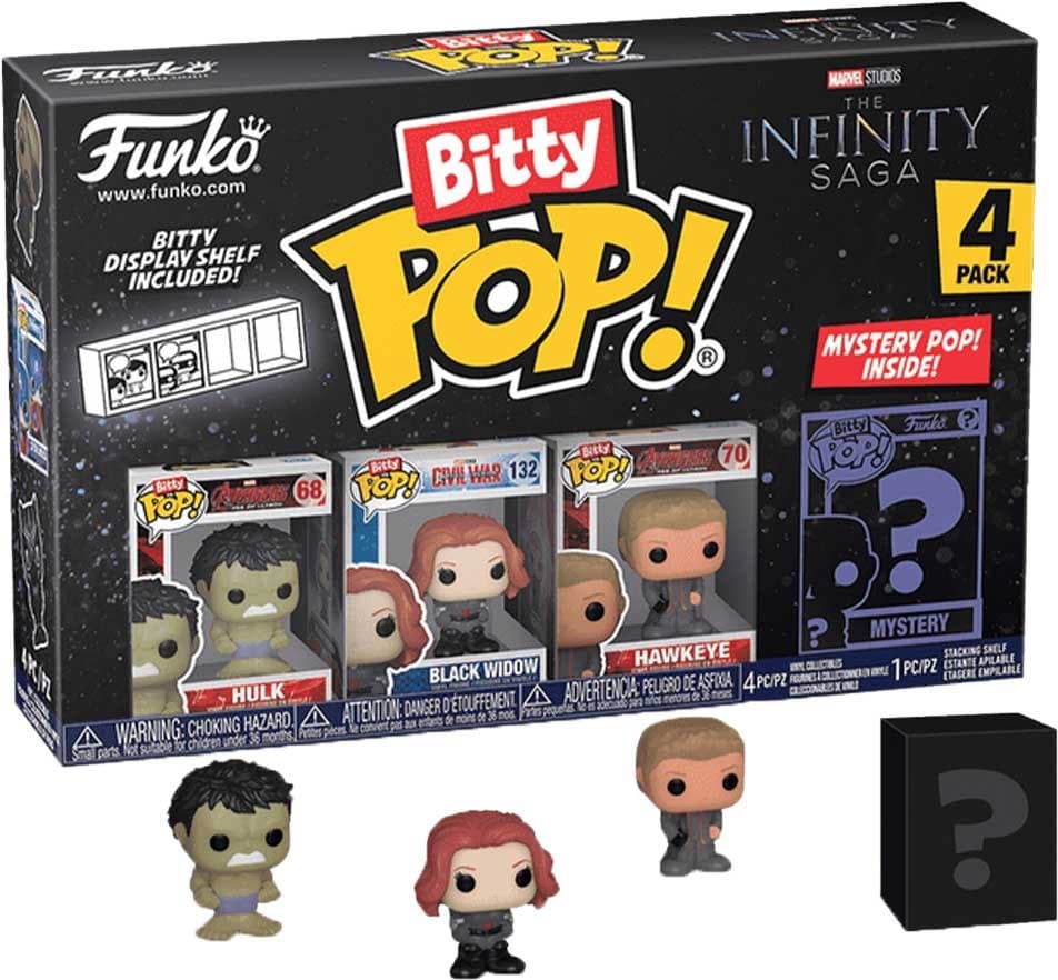Bonecos Hulk, Black Widow, Hawkeye - Funko Bitty Pop! Misterio Pop Adentro 4 Pack