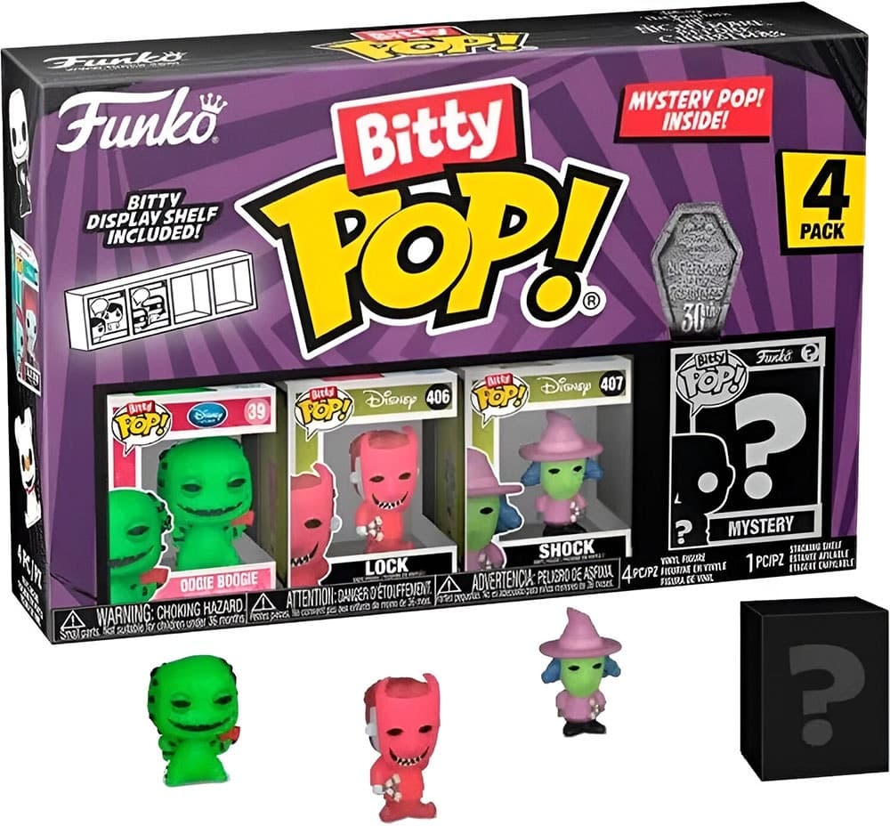 Bonecos Funko Oogie / Lock / Shock - The Nightmare Before Christmas Funko Bitty Pop! 4 Pack