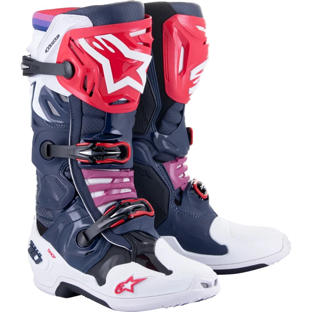 Bota Alpinestars Tech 10 Supervented Night Navi/Wht/Rainbow Tamanho 10