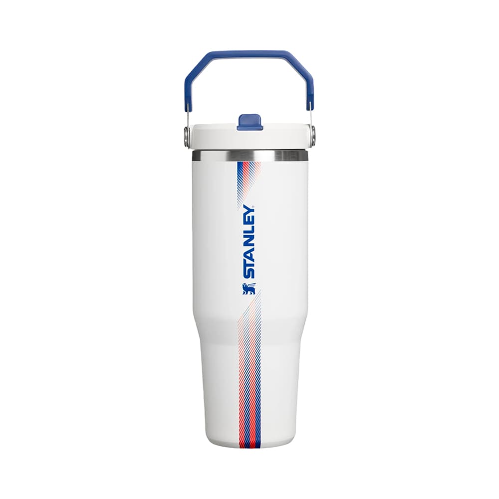 Garrafa Térmica Stanley Flip Straw Heat Wave Country 887ml Branco Azul Escuro