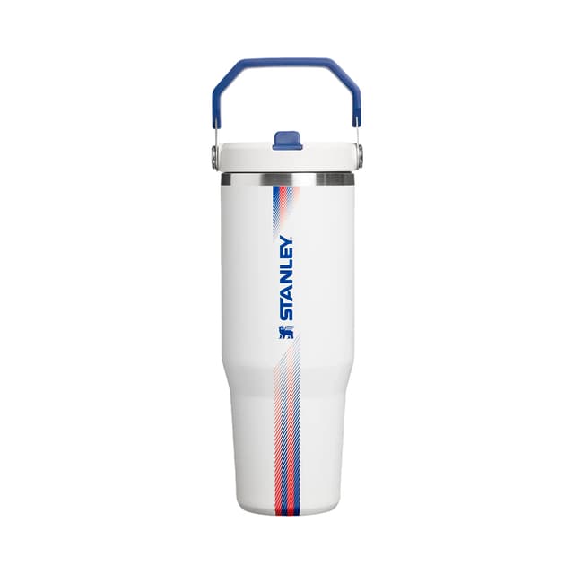 Garrafa Térmica Stanley Flip Straw Heat Wave Country 887ml Branco Azul Escuro