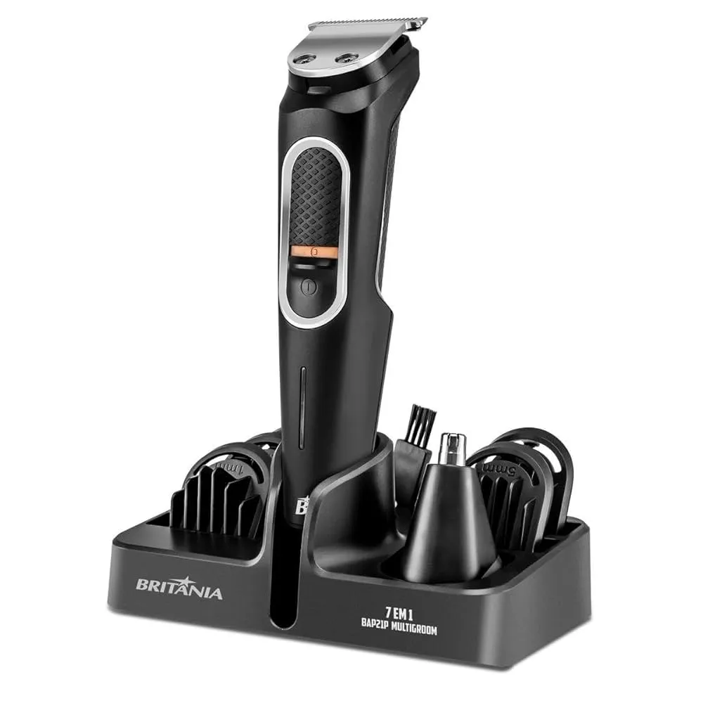 Máquina de Cortar Cabelo Britania BAP21P Multigroom 7 Em 1 5W/Recarregável/Bivolt Preto
