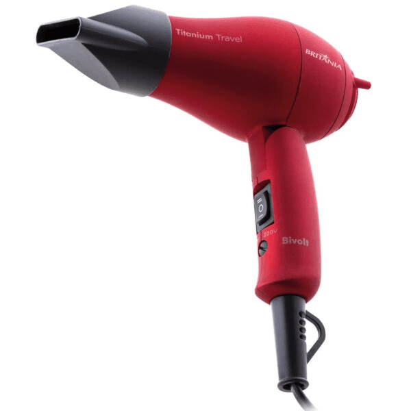 Secador Britania Titanium Travel 1000W 2 Velocidades 2 Temperaturas Bivolt Vermelho