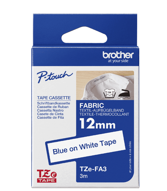 Fita Rotuladora Brother Tzefa3 12mmx3m Azul/Branco