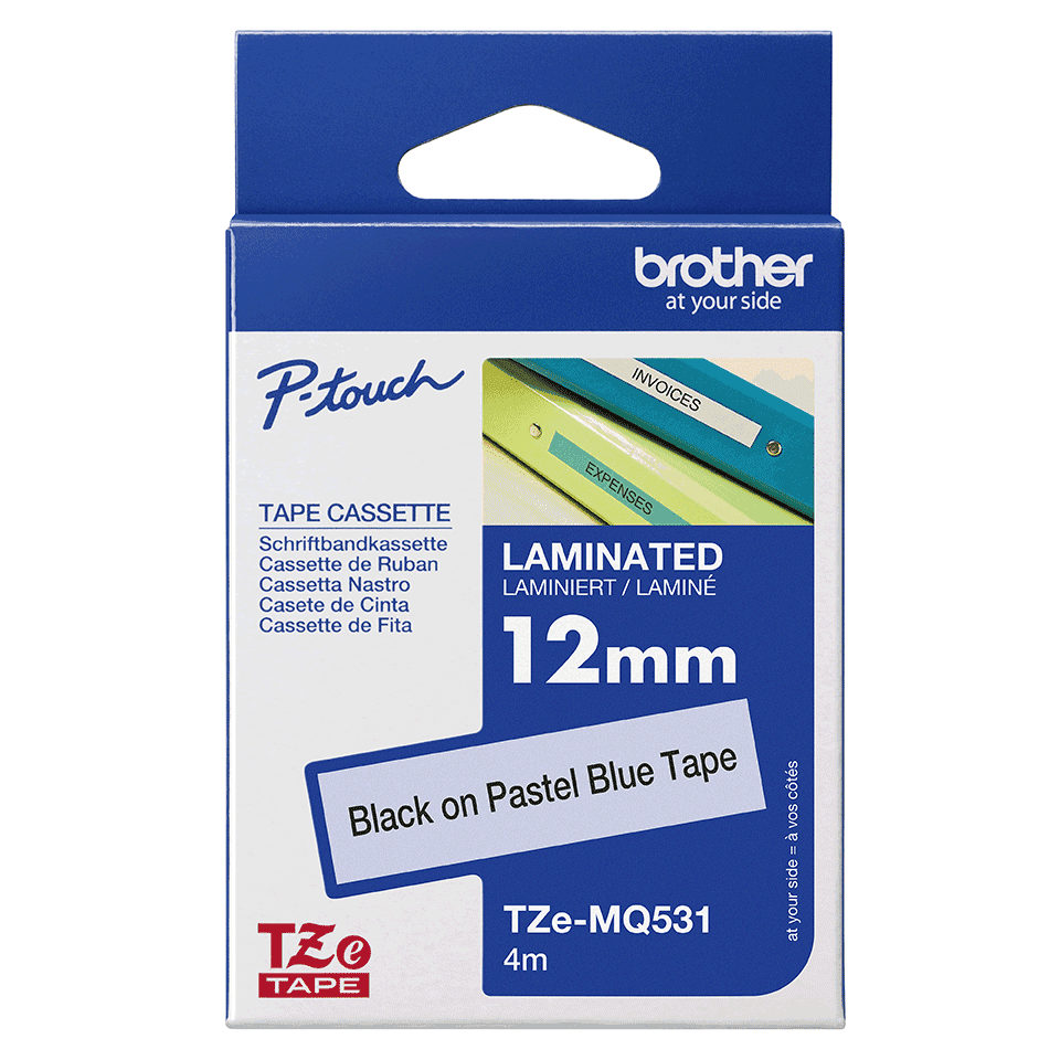 Fita Rotuladora Brother Tzemq531 12MM X 4M Preto/Celeste