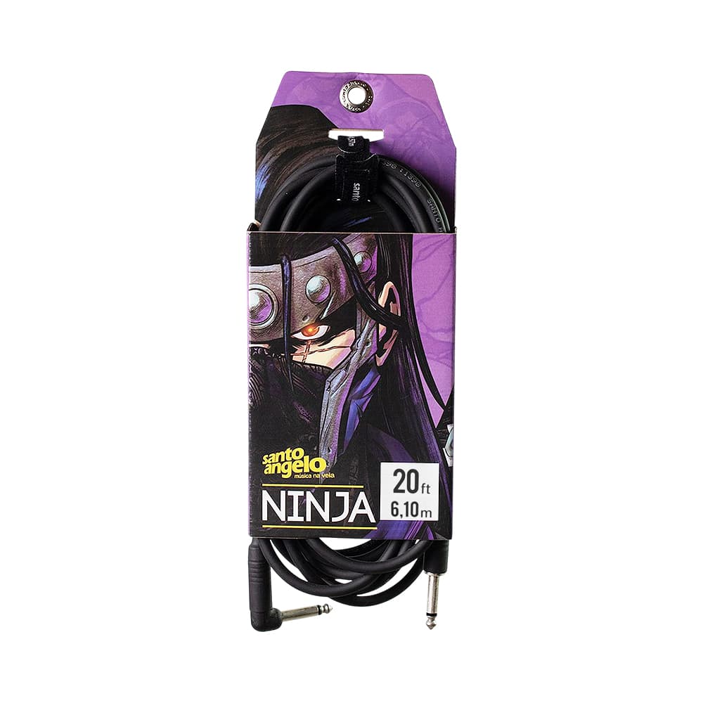 Cabo de Áudio Santo Angelo Ninja L 20 Pés P10 A P10L 6.10 Metros Preto