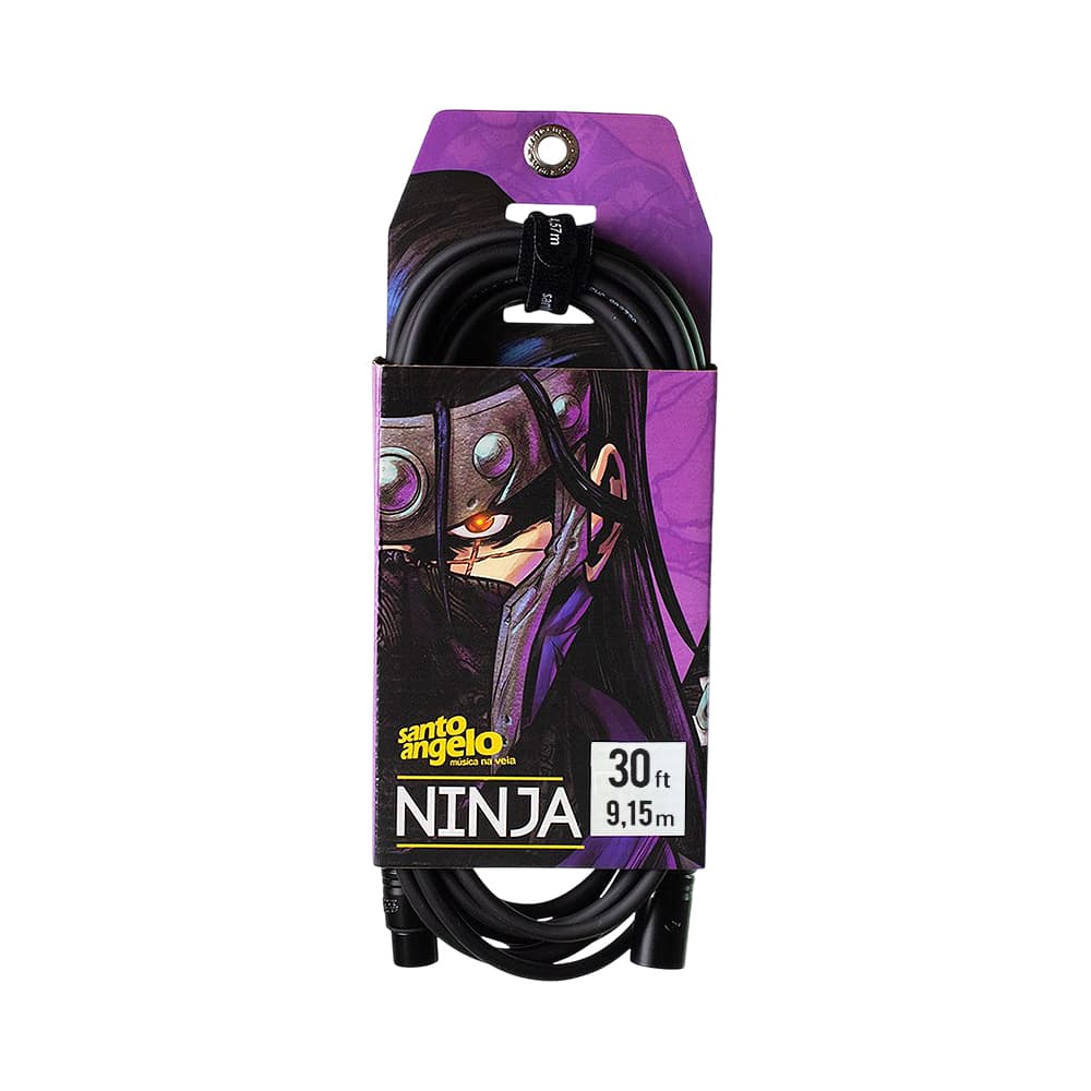 Cabo de Áudio Santo Angelo Ninja Lw 30 Pés Xlr Macho A Xlr Fêmea 9.15 Metros Preto