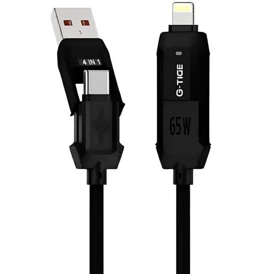 Cabo Celular G-Tide 1.5M 4X1 USB+USB-C+Lightning+Micro USB Preto