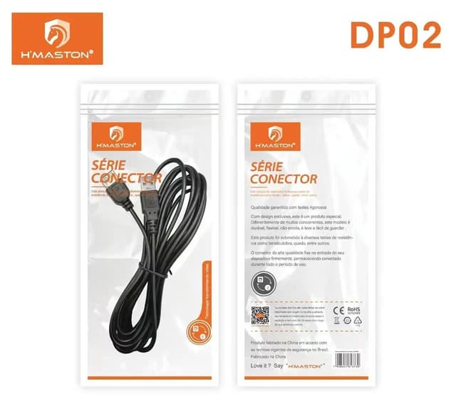 Cabo de Extensão H'Maston 1.5Mt USB 2.0 Preto