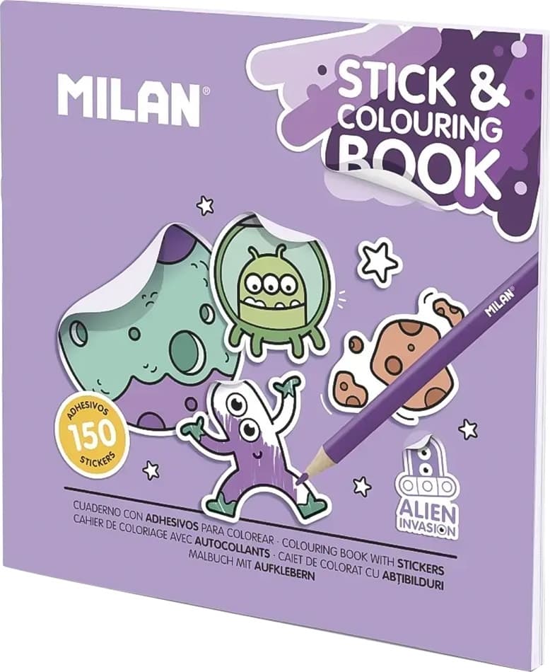 Caderno de Colorir com Adesivo Milan 54218Gs06 - Alien Invasion