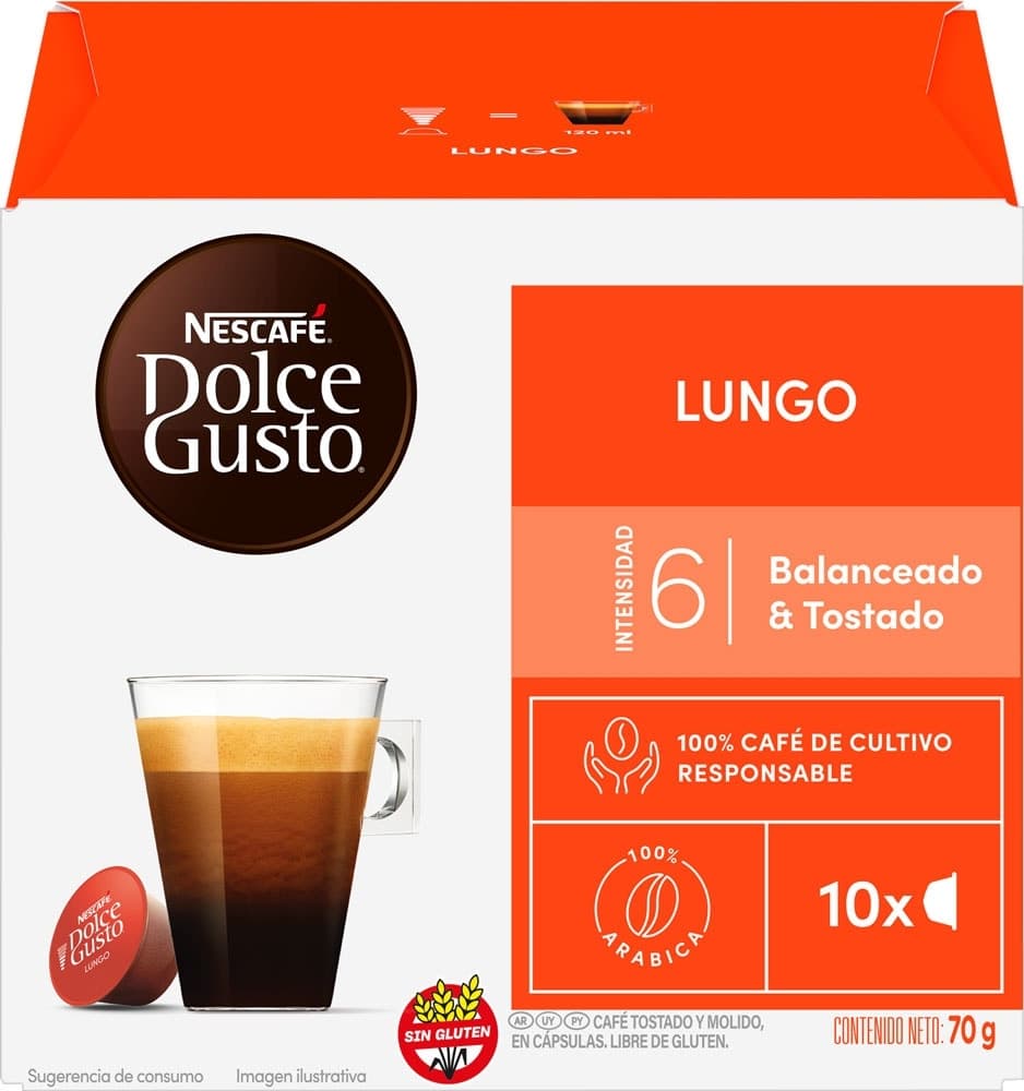 Café Nescafé Dolce Gusto Lungo 70G (10 Unidades)