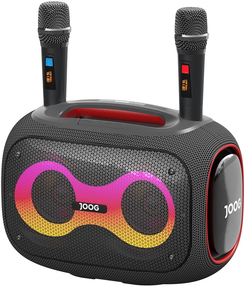Caixa de Som Joog Pair 1000 com 2 Microfones 130W Ipx6 Tws Cinza + Tripé Hs-01