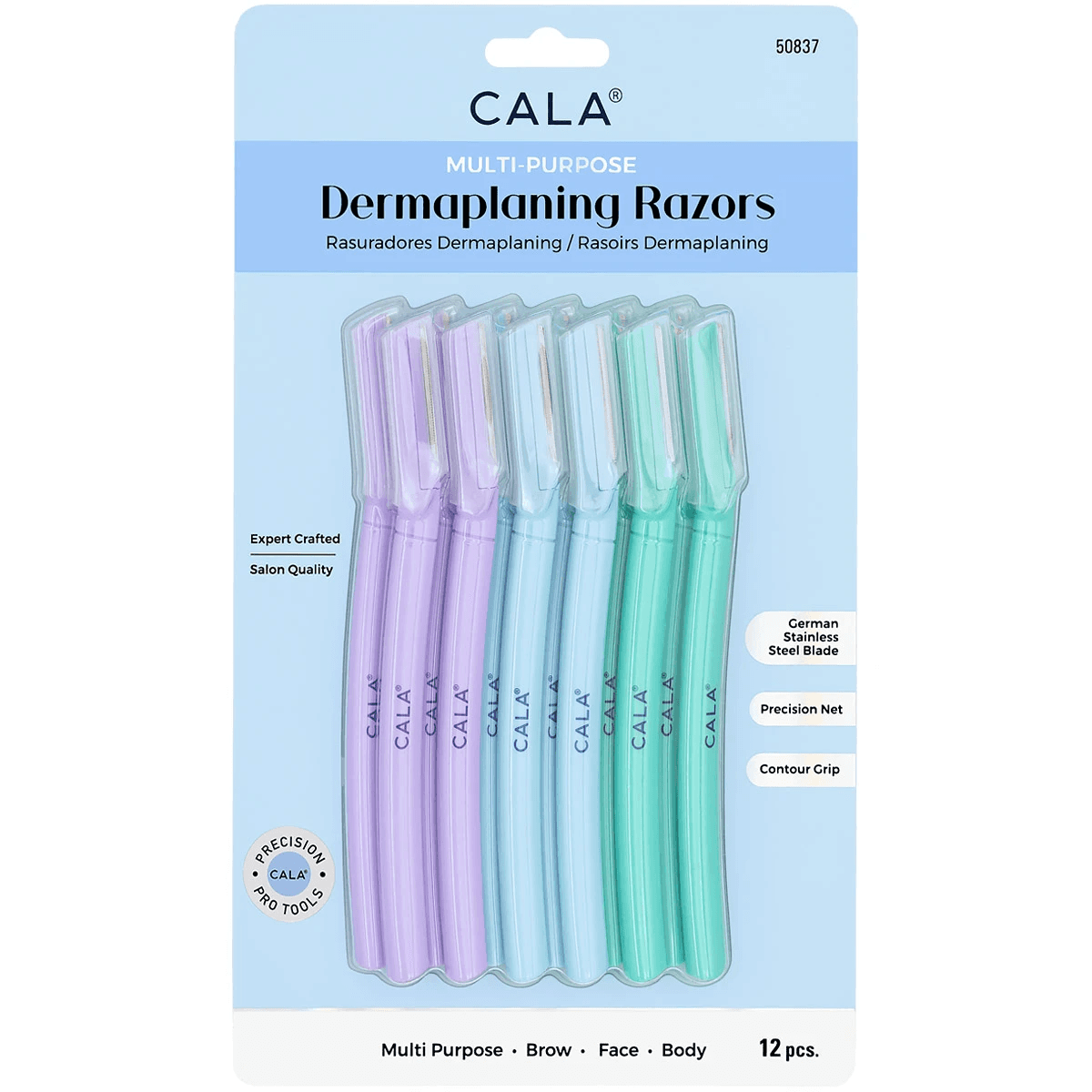 Cala Dermaplaning Multi-purpose Razors Lavender/blue/teal 50837