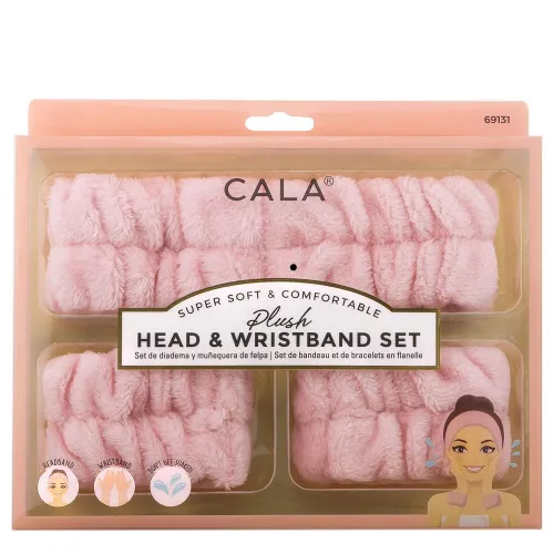Kit Diademas e Muñequeras Cala Super Soft&comfor Plush Rosa