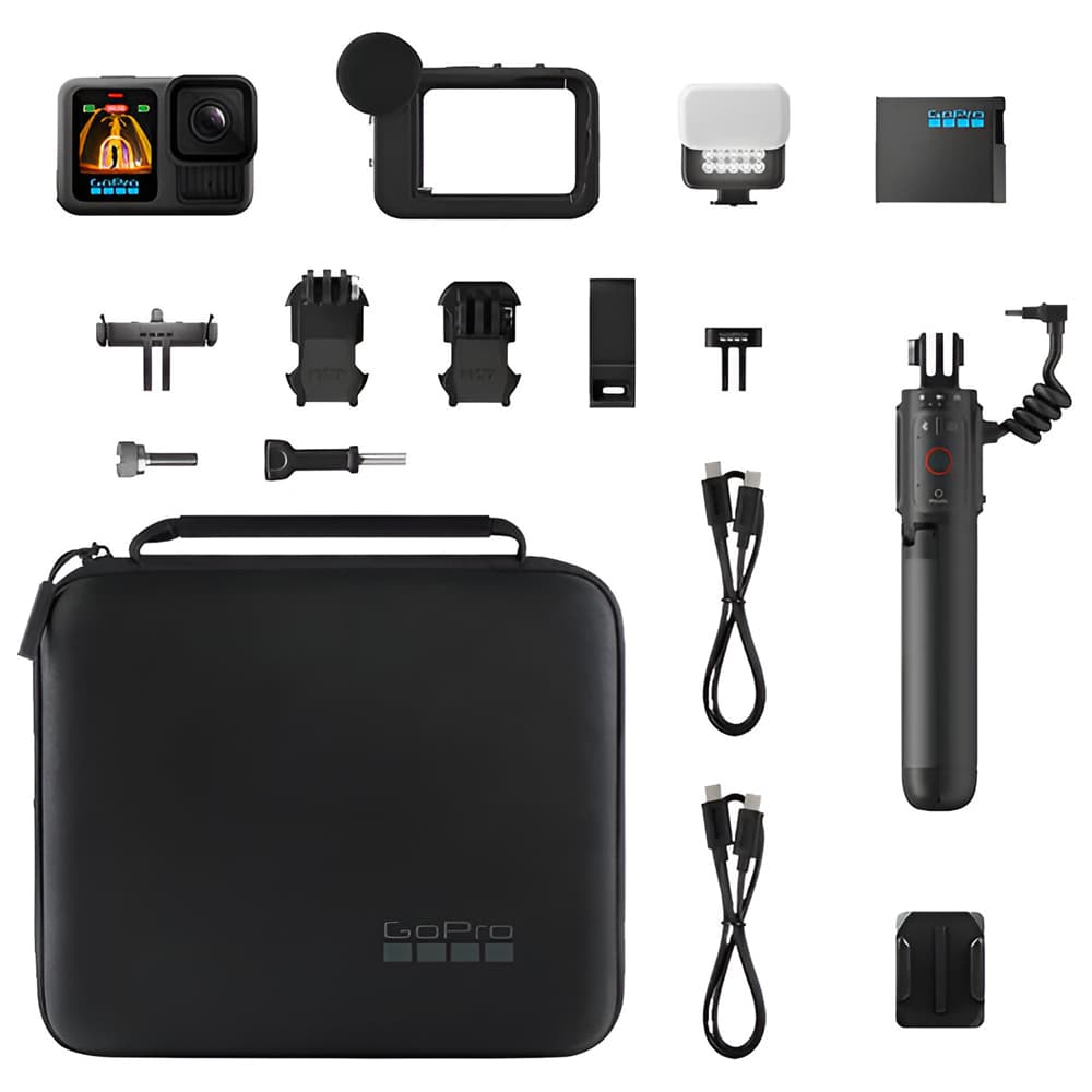 Câmera de Ação GoPro Hero 13 Creator Edition Chdfb-131-As com 27.6MP Chip Gp2 / Vídeo 5.3K A 60FPS / 2 Telas / GPS / Wi-Fi 6 - Preta