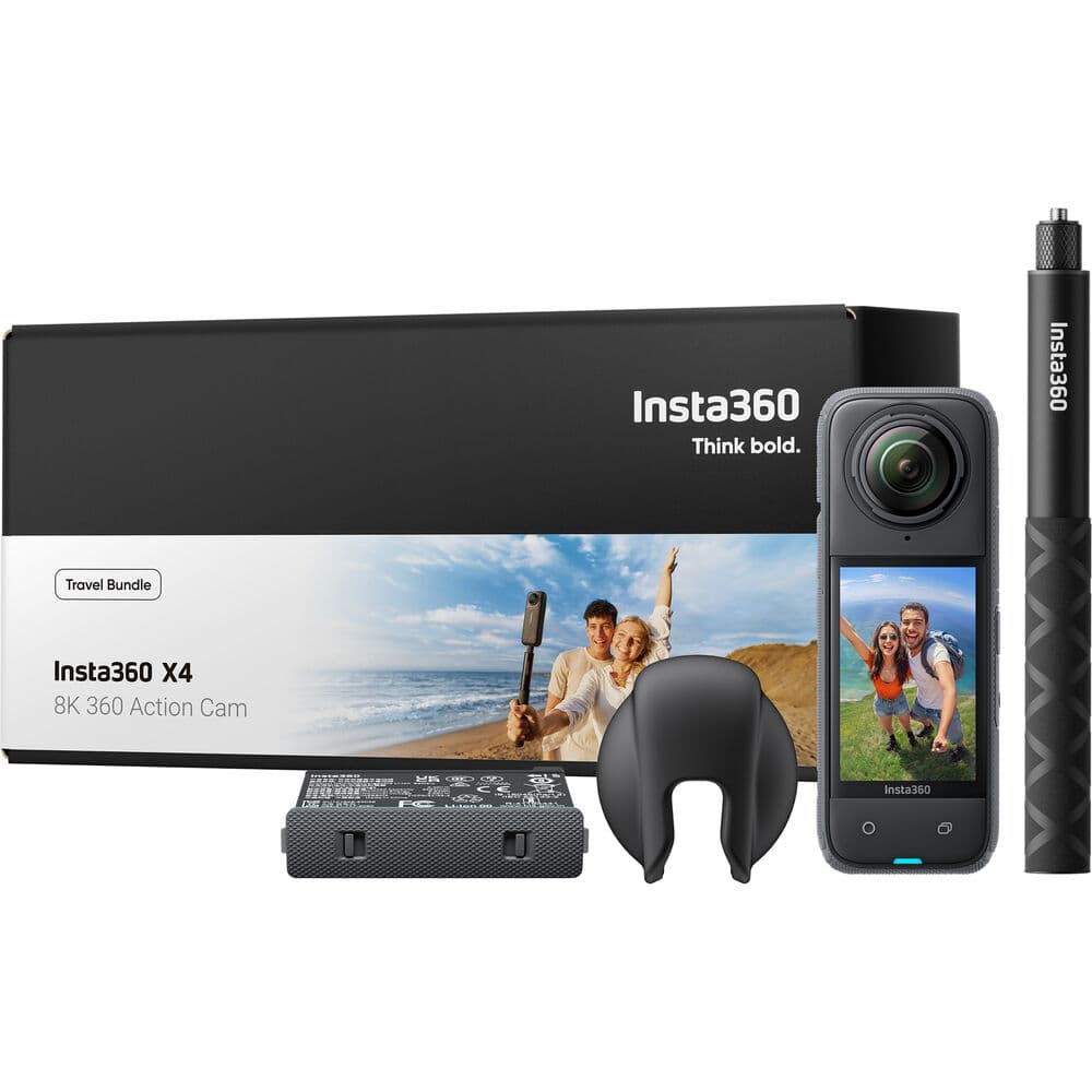 Câmera de Ação Insta360 X4 Travel Bundle 8K 360° - Preto