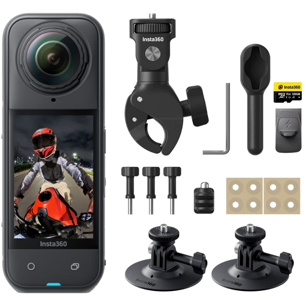 Câmera de Ação Insta360 X5 Motorcycle Bundle 8K 360° - Preto