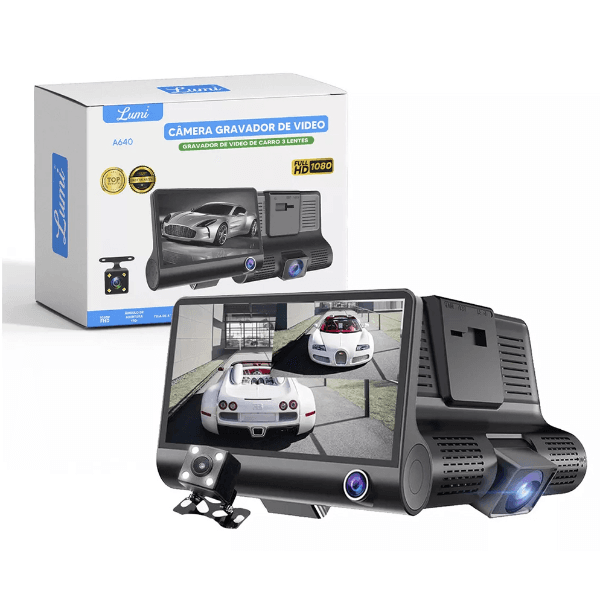 Câmera Dvr para Carro Lotus Lt-A640 3 Em 1 Full HD 4" Preto