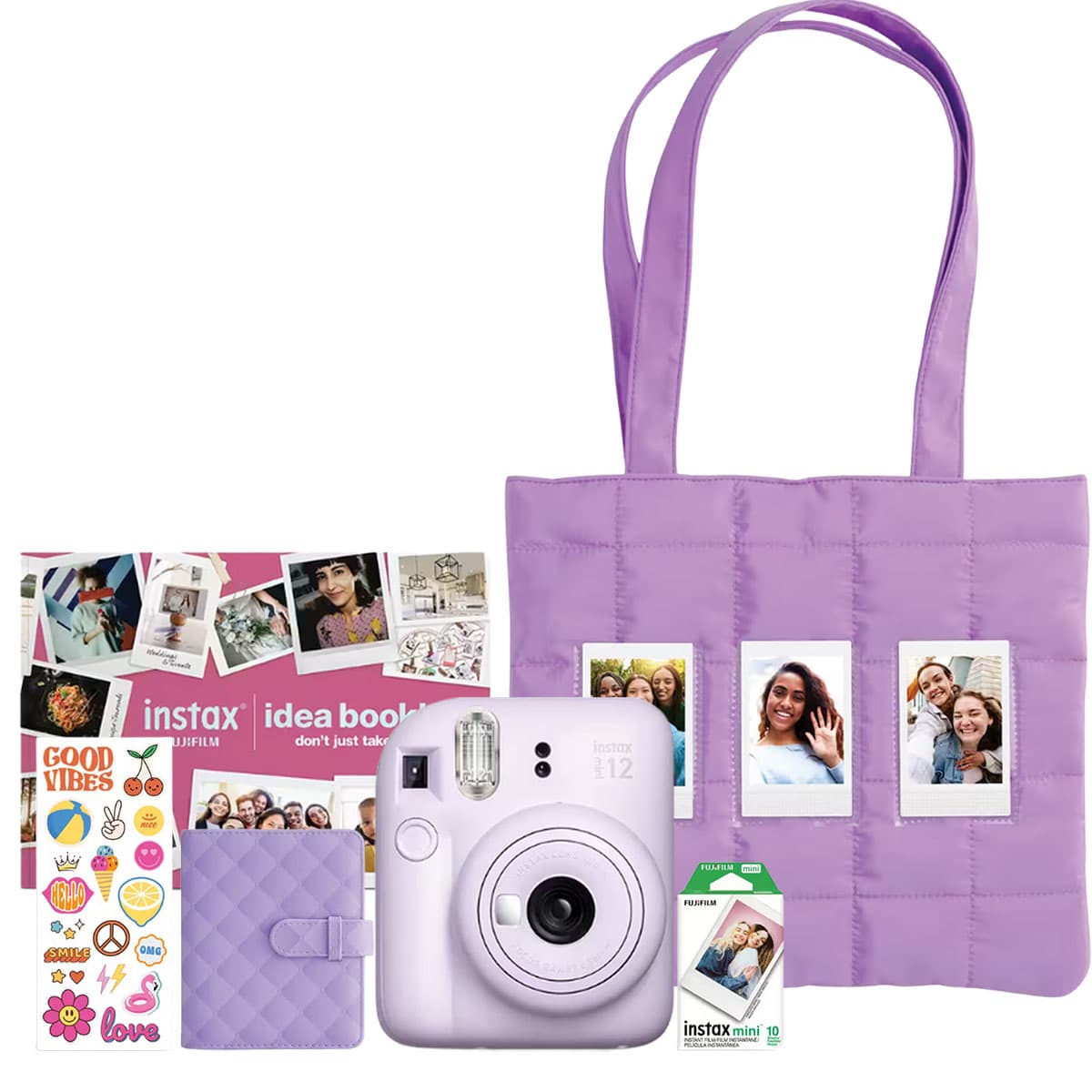 Câmera Instantânea Fujifilm Instax Mini 12 Holiday Bundle 2025 Lilac Purple