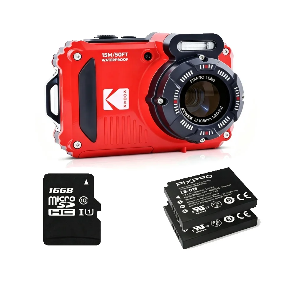 Câmera Kodak Pixpro Red Wpz2 Waterproof (Rd6) X2 Bat+16GB