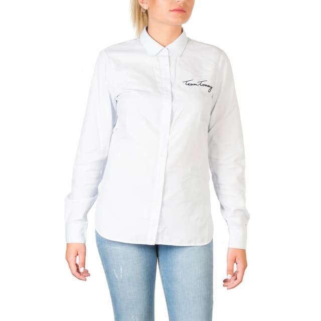 Camisa Tommy Hilfiger Feminina WW0WW21480-372 10 Cinza Tam. 10