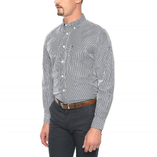 Camisa Tommy Hilfiger Masculino 08578A5866-031 M Cinza/Branco Tam. M