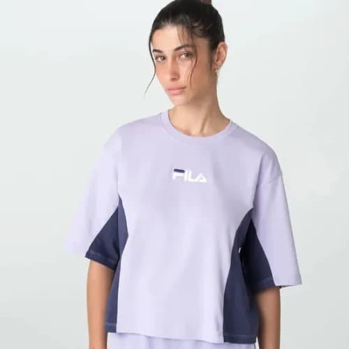 Camiseta Casual Feminina Fila Color Block Letter