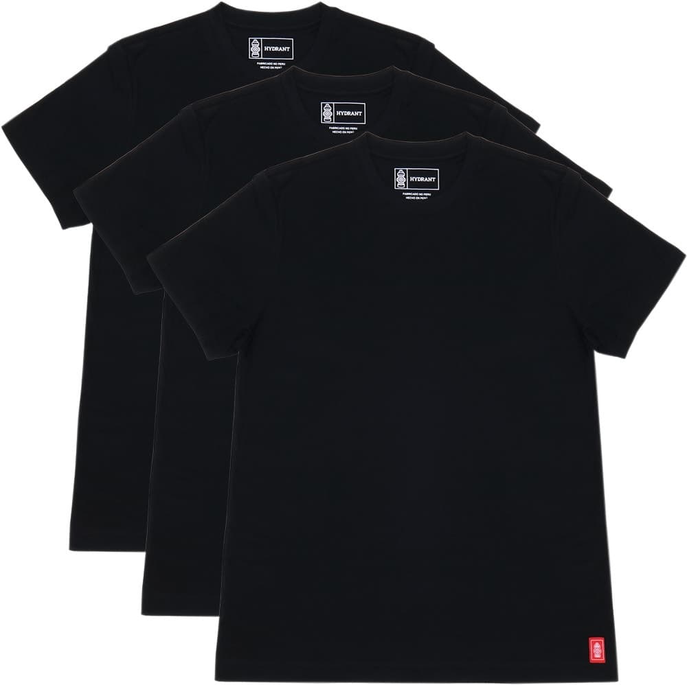 Camiseta Hydrant Preta Masculina (3 Unidades)