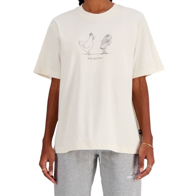 Camiseta Feminino New Balance WT41587LIN Sport Essentials Xs Bege Tam. Xs