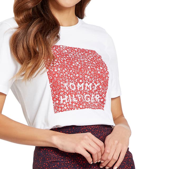 Camiseta Tommy Hilfiger Feminina WW0WW26661 M White/Tmmy Flo Tam. M