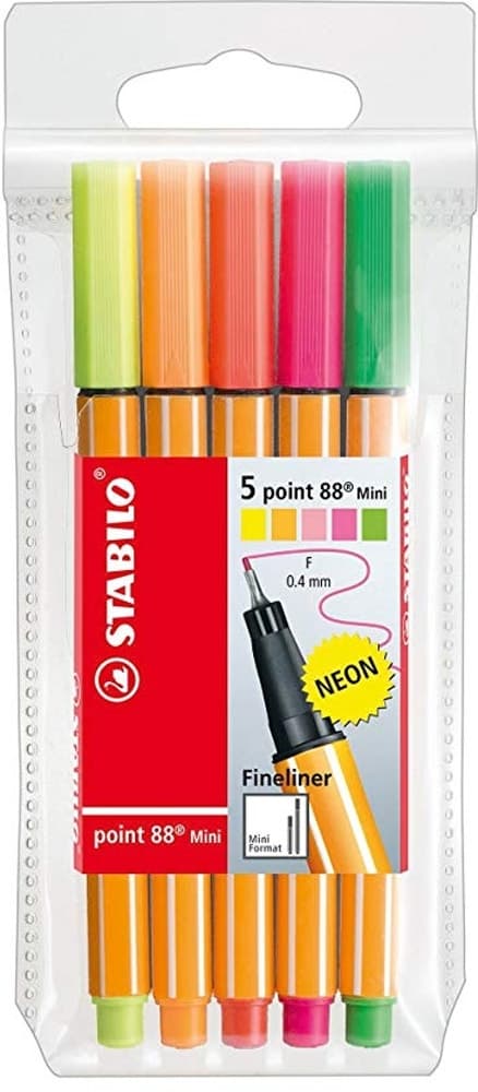 Caneta de Linha Fina Stabilo Point 88 Mini - 5 Cores
