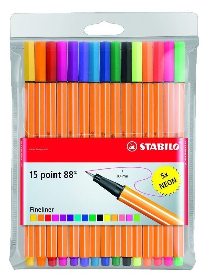 Caneta Fineliner Stabilo Point 88 0.4 Mm 8815 - 15 Cores