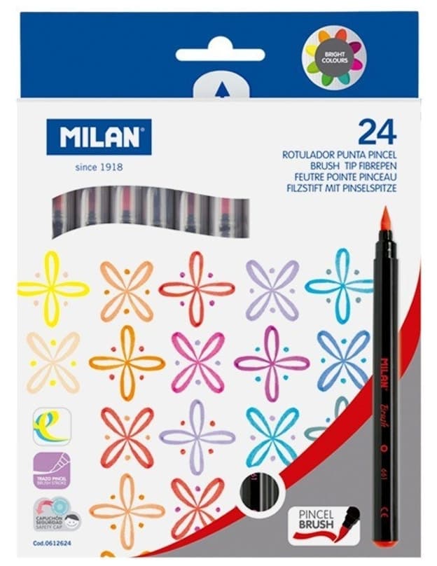 Caneta Pincel para Colorir Milan 0612624 (24 Cores)