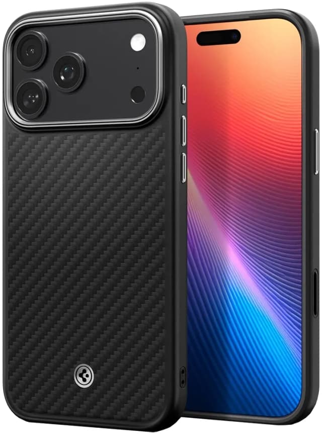 Capa Spigen para iPhone 18/17 Pro Max Enzo Aramid T Acs09905 Preto Prateado (MagFit)