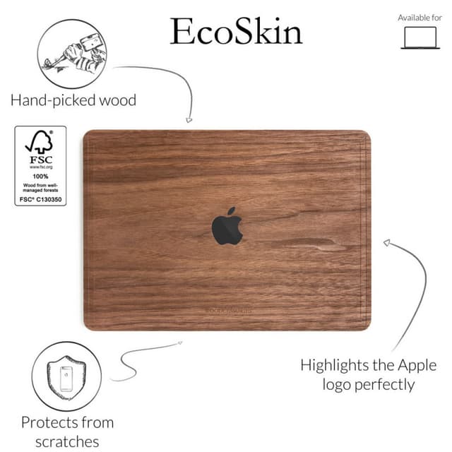 Capa Woodcessories MacBook Pro 13" Ecoskin-Macbookcover Walnut - 4260382632343