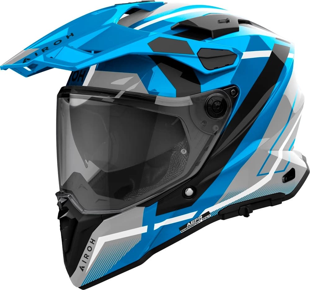 Capacete para Moto Airoh Commander 2 Mavick Tamanho 2XL Azul Cerúleo Brilhante
