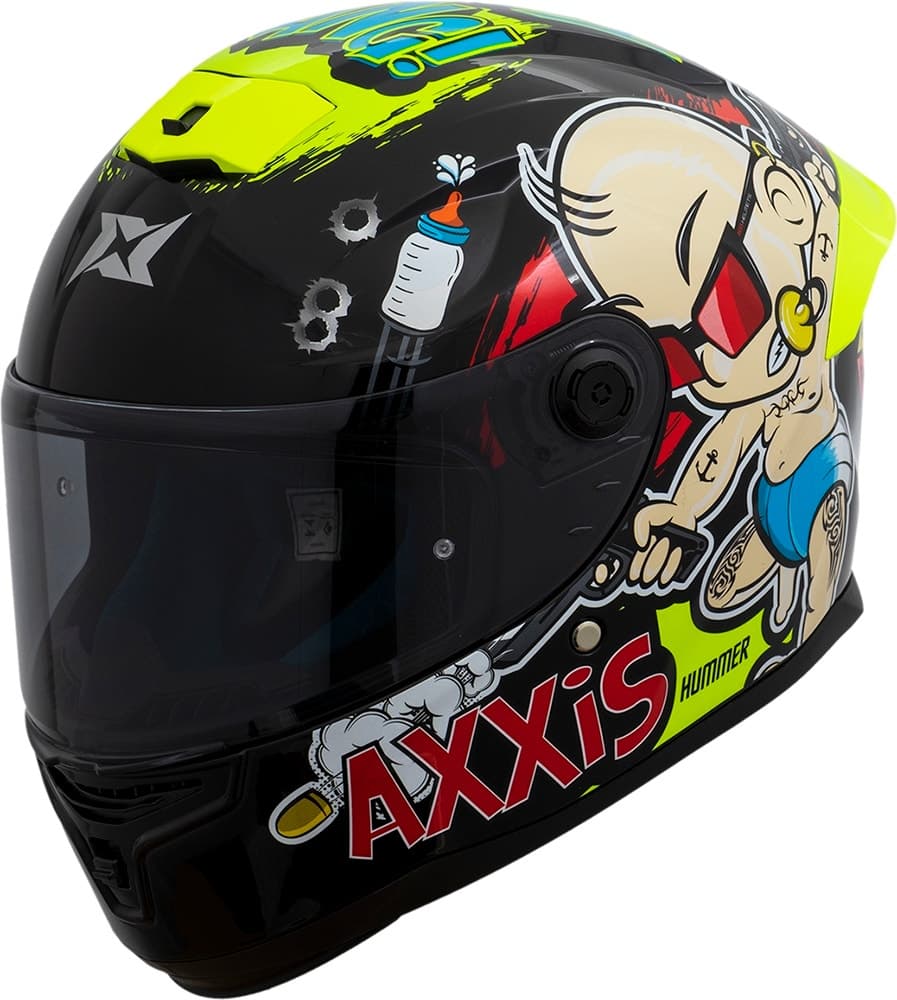 Capacete para Moto Axxis Hummer B Baby Bang A3 - Tamanho M (57-58) - Amarelo Gloss Flour