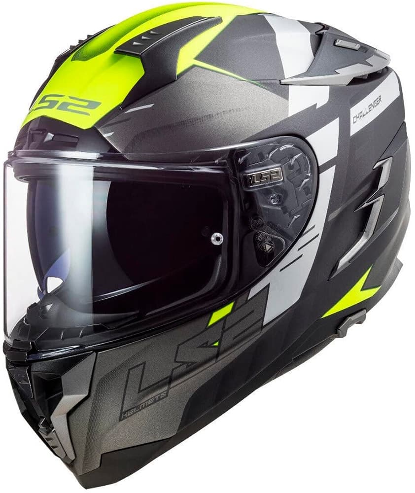Capacete para Moto Ls2 Challenger Ct2 Allert Ff327 Tamanho Xxl (63-64) Titânio/Amarelo