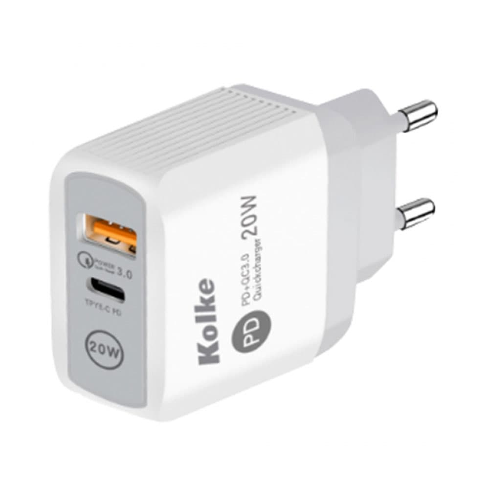 Carregador de Parede Kolke Kcr-2576 PD+QC 3.0 20W