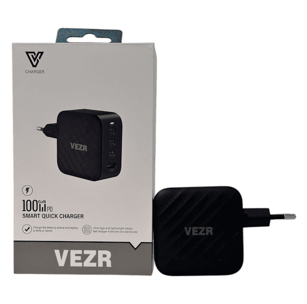 Carregador Vezr Vf04 Smart Quick Charger 4 Portas Qc & 3PD GaN 100W