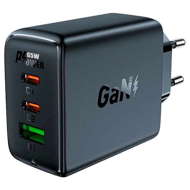 Carregador Acefast A41 65W USB-A + USB-C X2 Preto