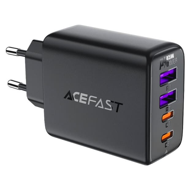 Carregador Acefast A61 45W USB-C X2 + USB-A X2 Preto