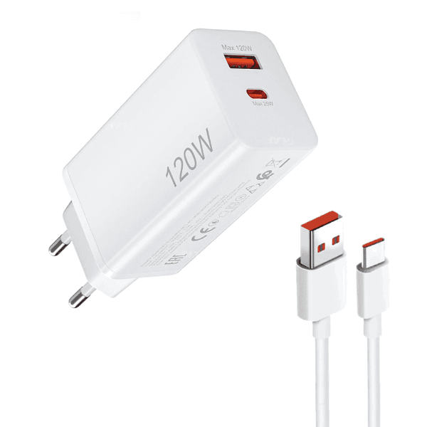 Carregador Adaptador de Parede 120W Gan 13AC Mdy-M13-Ac USB-A USB-C Xiaomi Branco