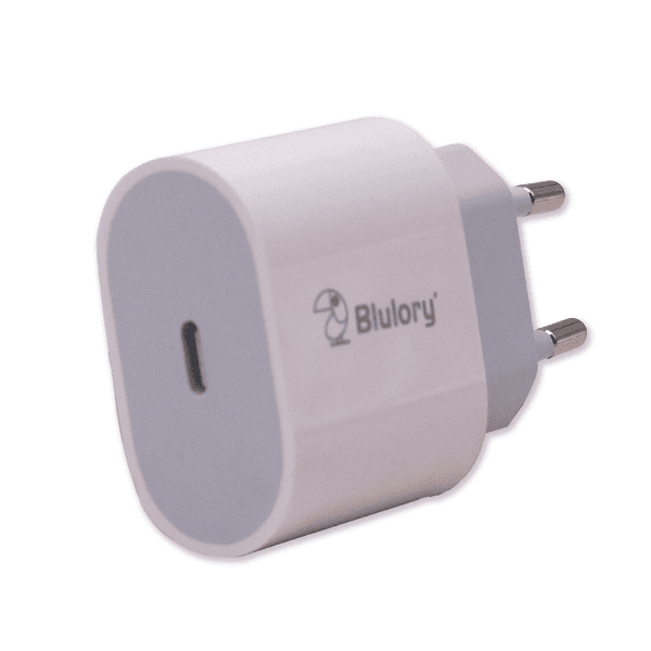 Carregador Blulory BC20C USB-C Carregamento Rápido 20W Branco