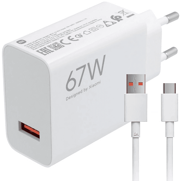 Carregador de Parede Xiaomi HyperCharge Combo Mdy-12-Eh 67W USB-A com Cabo USB-A - USB-C Branco