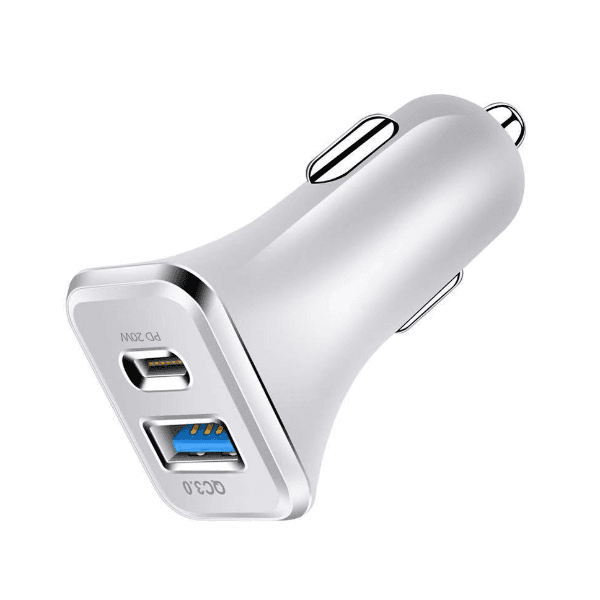 Carregador Veicular Ijack Liu Dual USB Usbc- 20W e USB-A Quick Charge 3.0 - Branco