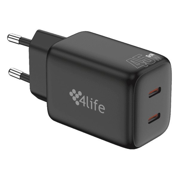 Carregador de Parede 4Life 45W GaNMaster Series FL107CC45GB 2X USB-C Preto