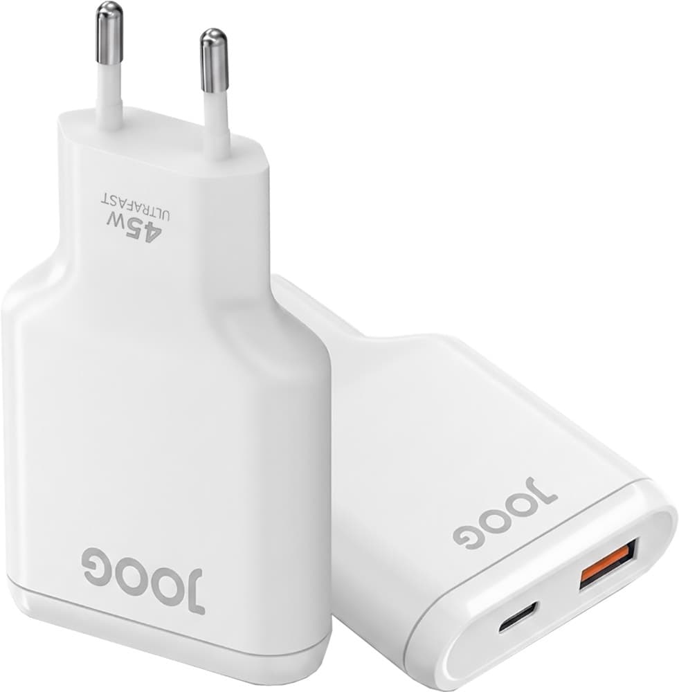 Carregador de Parede Joog Flat Pd Charger Fch45 45W UltraFast USB-C + USB-A
