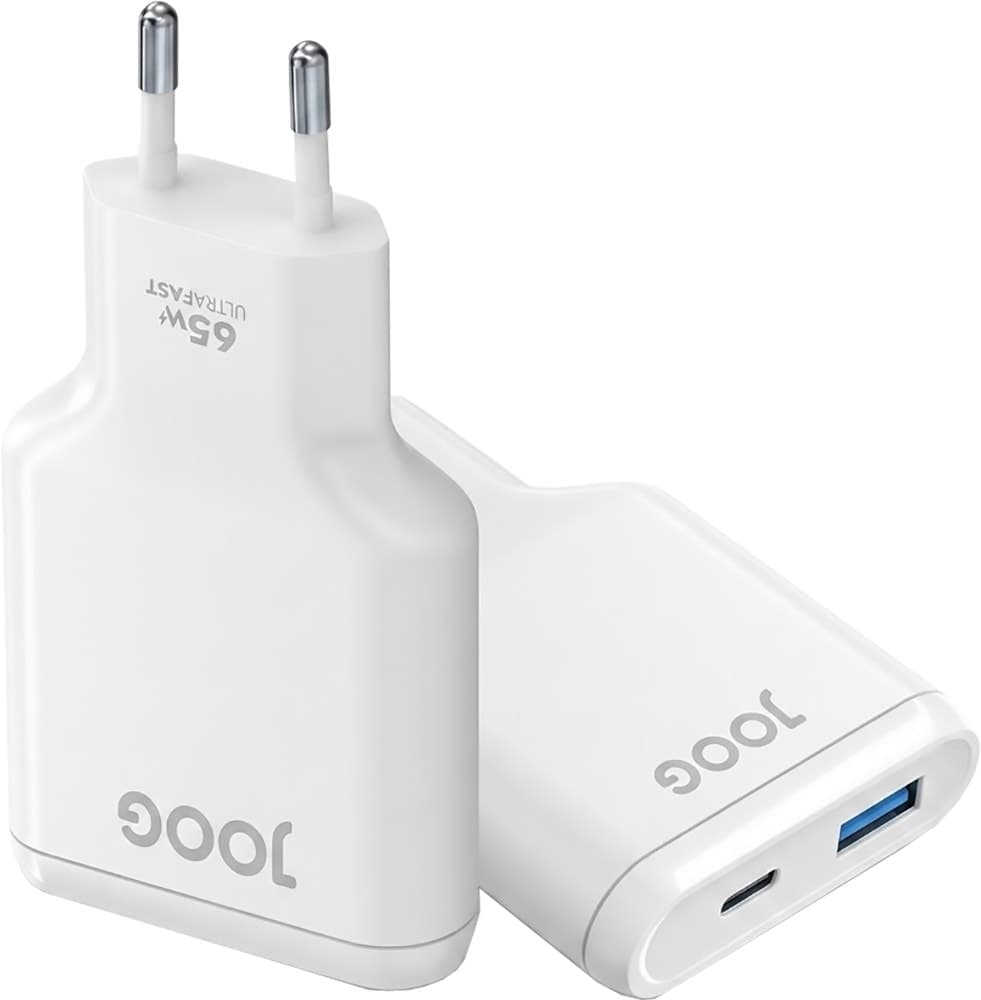 Carregador de Parede Joog Flat Pd Charger Fch65 65W UltraFast USB-C + USB-A
