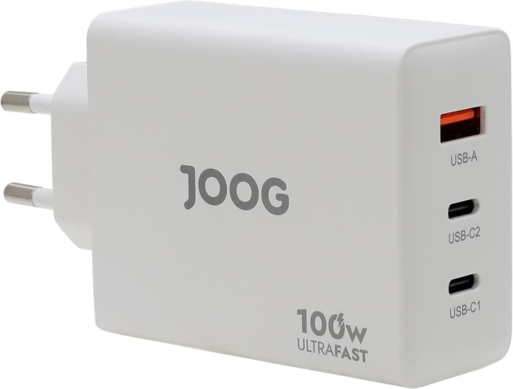 Carregador de Parede Joog Pd Charger PD100W-Jg 100W UltraFast USB-A + 2 Portas USB-C